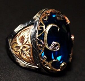 Sterling Gümüş Osmanlı İmparatoru Takı Vav Desenli Yüzük - Erkek veya Kadın Yüzüğü - Görsel 3