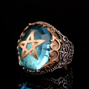 Yıldız Yüzük, Mühür Yüzük, 925 Ayar Gümüş Erkek Yüzük, El Yapımı Yüzük - Görsel 5