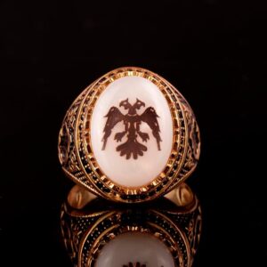 925 Ayar Gümüş Yüzük - Sembol Yüzükler - Erkek Yüzükleri (Çift Başlı Kartal) - Görsel 6