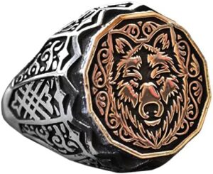 Kurt Başı Yüzüğü Erkekler için, Gümüş Kurt Yüzüğü, 925 Ayar Gümüş Erkek Yüzüğü, Büyük Yüzük - Görsel 1