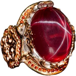 Gerçek Doğal Yıldız Yakutu Taş Yüzük, Kral Yüzüğü, 925 Ayar Gümüş Yüzük - Görsel 1