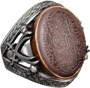 Gerçek Hematit Taş Yüzük, Kılıç Yüzüğü, İslami Gümüş Erkek Yüzüğü, 925 Ayar Gümüş Yüzük - Görsel 1