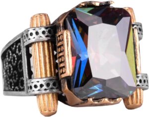 Mistik Topaz Taş Yüzük - 925 Ayar Gümüş Yüzük, Tasarım Gümüş Erkek Yüzüğü - Görsel 1