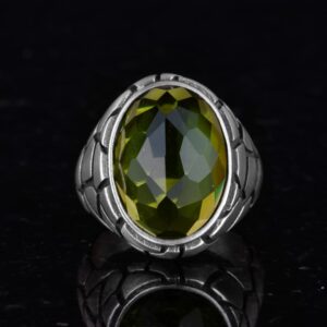 Erkekler için Lüks 925 Ayar Gümüş Sentetik Taş Yüzükler - Çeşitli Koleksiyon (Peridot Sentetik Taş) - Görsel 6
