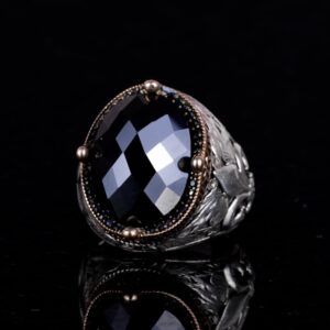 925 Ayar Gümüş Yüzükler Premium Oluşturulmuş Taşlarla (Oluşturulmuş Oniks) - Görsel 4