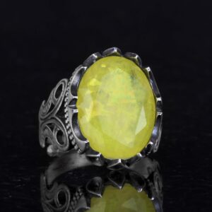925 Ayar Gümüş Erkek Yüzük - Farklı Üretilmiş Taş Seçenekleriyle Mevcut (Sarı Paraiba Üretilmiş Taş) - Görsel 4
