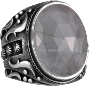 Doğal Akvamarin Taşlı Yüzük, Huzur Verici 925 Ayar Sert Gümüş Erkek Yüzüğü, Tasarım Gümüş Erkek Yüzüğü - Görsel 1