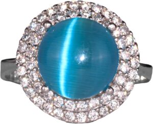 Kedi Gözlü Gümüş Yüzük - Kadınlar için Sterlin Gümüş Yüzük (Mavi Kedi Gözlü) - Görsel 1