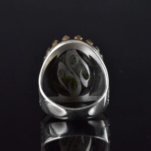 Gerçek Doğal Prehnit Taş Yüzük, 925 Ayar Gümüş Erkek Yüzüğü, El Yapımı Tasarım - Görsel 6