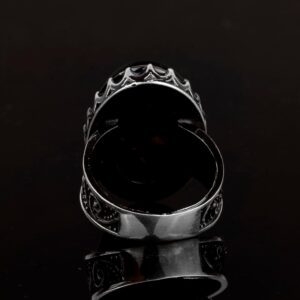 Gerçek Doğal Akik Taşlı Yüzük, İslami Yüzük, 925 Ayar Gümüş Erkek Yüzüğü - Görsel 7