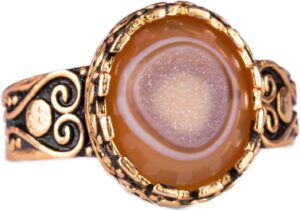 925 Ayar Gümüş, Gerçek Doğal Druzy Kuvars Taşı ile Kaplama Yüzük, El Yapımı Kadın Yüzüğü (Kahverengi) - Görsel 1