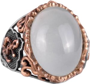 Denizci Halat Gümüş Yüzük, Doğal Taş Yüzük, 925 Ayar Gümüş Yüzük, (Cabochon Akuamarin) - Görsel 1