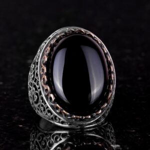Büyük Gümüş Yüzük, 925 Ayar Gümüş Erkek Yüzük, Doğal Taş Yüzük, El Yapımı Yüzük - Görsel 5