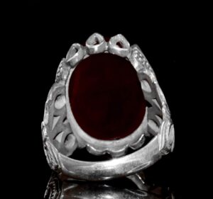 İslami Yüzük | Erkek Gümüş Yüzük | Doğal Akik Taşı ile Şık Dini Yüzük - Görsel 5