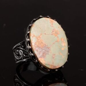 Gerçek Doğal Arizona Turkuaz Taş Yüzük, Büyük Taş Yüzük, 925 Ayar Gümüş Yüzük Erkekler İçin - Görsel 3