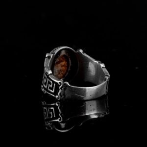 Gerçek Doğal Arizona Turkuaz Taş Yüzük, 925 Ayar Gümüş Erkek Yüzük (Stil-3) - Görsel 6