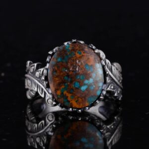 Gerçek Doğal Arizona Turkuaz Taş Yüzüğü, 925 Ayar Gümüş Yüzük, Minimalist El Yapımı Yüzük - Görsel 4