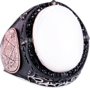 David Yıldızı Yüzüğü, Doğal Sedef Taşlı Yüzük - 925 Ayar Gümüş Yüzük - Görsel 1