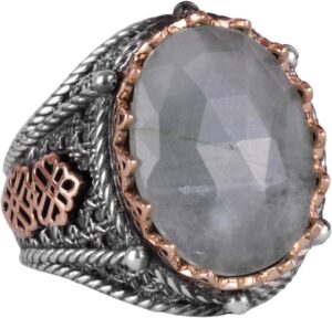 Doğal Akuamarin Taşlı Yüzük, Sakin 925 Ayar Sert Gümüş Erkek Yüzük - Görsel 1