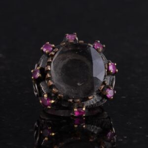 Gerçek Doğal Dumanlı Kuvars Taşlı Yüzük - 925 Ayar Gümüş Yüzük - Sultan Yüzüğü - Görsel 4