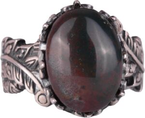 Gerçek Doğal Yeşil Kan Taşı Taşlı Vintage Bohem Tasarım Gümüş Kadın Yüzüğü - Görsel 1