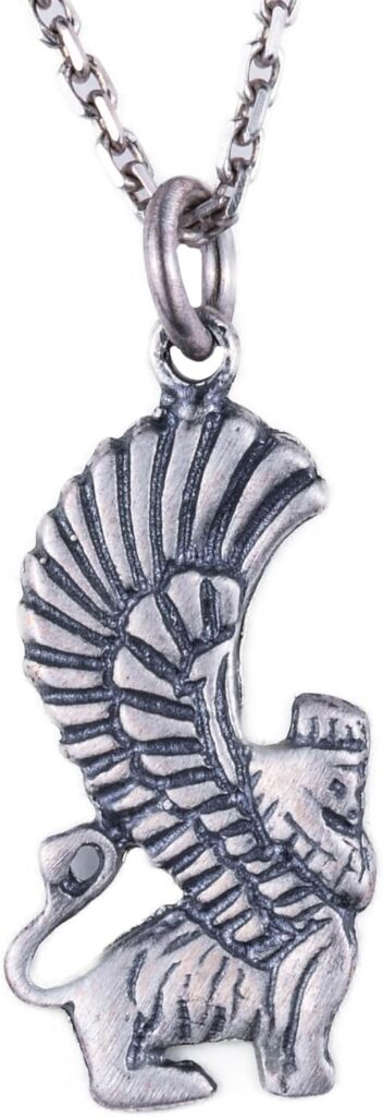 925 Ayar Gümüş Kanatlı Aslan Kolye - El Yapımı Mitolojik Takı - Koruyucu Sembol Kolye