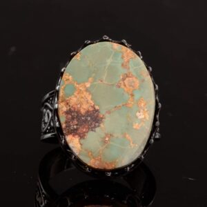 Gerçek Doğal Arizona Turkuaz Taş Yüzük, Büyük Taş Yüzük, 925 Ayar Gümüş Yüzük Erkekler İçin - Görsel 6