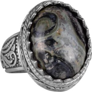 El Yapımı Yeşil Göz Doğal Taş Yüzük - Canlı 925K Katı Gümüş Erkek Yüzüğü