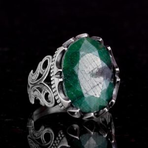 925 Ayar Katı Gümüş Erkek Yüzük, Doğal Taş Seçeneği - El Yapımı Tasarım (Zümrüt) - Görsel 5