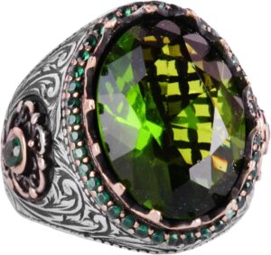 Yapay Taş Yüzük - 925 Ayar Gümüş El Yapımı Yüzük - Renkiz Yüzük - Görsel 1