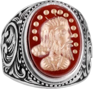 Gerçek Doğal Akik Taşı Yüzük - 925 Ayar Gümüş Erkek Yüzük - Şaman Tasarımı