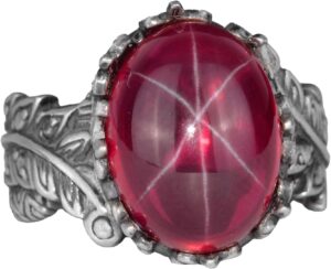 Gerçek Doğal Yıldız Yakut Taşlı Kadın Gümüş Yüzük, Vintage Bohem Tasarım - Görsel 1