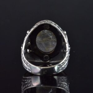 Gerçek Doğal Taş Erkek Yüzüğü, Kılıç Yüzüğü, 925 Ayar Gümüş Erkek Yüzüğü (Rutilatlı Kuvars) - Görsel 7