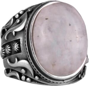 Doğal Aytaşı Taşlı Yüzük, 925 Ayar Gümüş Erkek Yüzüğü - El Yapımı Tasarım Yüzük - Görsel 1