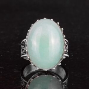 Gerçek Doğal Taş Yüzük - 925 Ayar Gümüş Büyük Yüzük - El Yapımı Yüzük (Amazonit) - Görsel 4