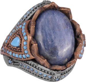 Gerçek Doğal Taş Yüzük - El Yapımı 925 Ayar Gümüş Yüzük (Kyanit) - Görsel 1