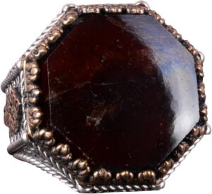 Gerçek Doğal Taş Yüzük - Sekizgen Tasarım - El Yapımı 925 Ayar Gümüş Takı (Granat) - Görsel 1