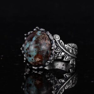 Gerçek Doğal Arizona Turkuaz Taş Yüzük, 925 Ayar Gümüş Yüzük, Minimalist El Yapımı Yüzük - Görsel 6