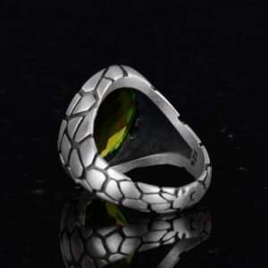 Erkekler için Lüks 925 Ayar Gümüş Sentetik Taş Yüzükler - Çeşitli Koleksiyon (Peridot Sentetik Taş) - Görsel 4