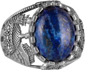 Lapis Lazuli Taş Yüzük - 925 Ayar Katı Gümüş Erkek Yüzük - Bilgelik ve Gerçek Tasarımı - Görsel 1