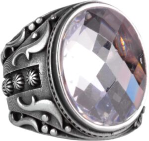 Yapay Taş Yüzük, 925 Ayar Gümüş Yüzük, Tasarım Gümüş Erkek Yüzüğü (Kristal Yapay Taş) - Görsel 1