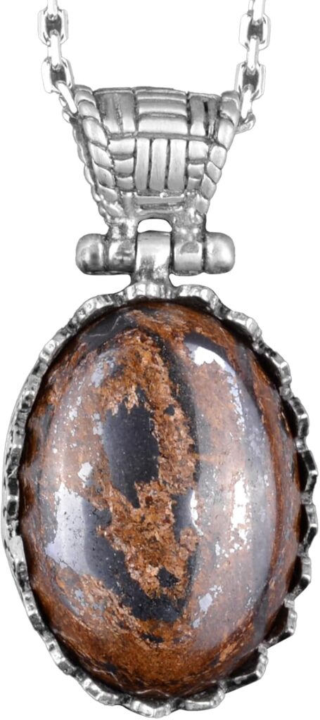 Gerçek Doğal Taş Kolye - 925 Ayar Gümüş Kolye (Bronzit) - Görsel 1
