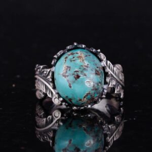 Doğal Arizona Turkuaz Taşlı Yüzük, 925 Ayar Gümüş Yüzük, Minimalist El Yapımı Yüzük (Model-5) - Görsel 4