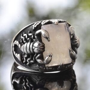 Gerçek Doğal Yakut Taş Akrep Yüzüğü, Erkekler İçin Doğum Taşı Yüzüğü, 925 Ayar Gümüş Yüzük - Görsel 3