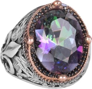 925 Ayar Gümüş Yüzükler Premium Üretilmiş Taşlarla (Mistikal Topaz Üretilmiş Taşı) - Görsel 1