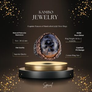 Gerçek Doğal Taş El Yapımı Yüzük - 925 Ayar Gümüş El Yapımı Yüzük - Şık Farklı Yüzük (Pietersite) - Görsel 2