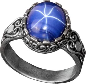 Gerçek Doğal Yıldız Safir Taşlı Yüzük, 925 Ayar Gümüş Yüzük Erkekler İçin, Mavi Taş Yüzük - Görsel 1
