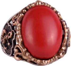 Kırmızı Mercan Yapay Taş Yüzük, Denizci Halat Gümüş Yüzük, 925 Ayar Gümüş Yapay Taş Yüzükler - Çeşitli & Farklı Koleksiyon - Görsel 1