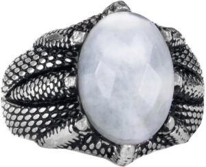 Gerçek Doğal Akuamarin Taşlı Sterlin Gümüş Pençe Yüzük - Balık Burcu için El Yapımı Yüzük, Sakinlik ve Spiritüel Farkındalık - Görsel 1