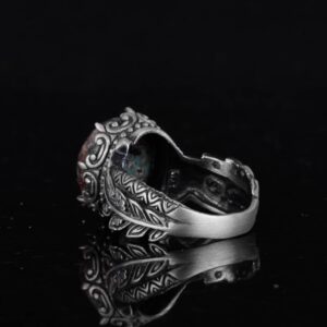 Gerçek Doğal Arizona Turkuaz Taş Yüzük, 925 Ayar Gümüş Yüzük, Minimalist El Yapımı Yüzük - Görsel 7